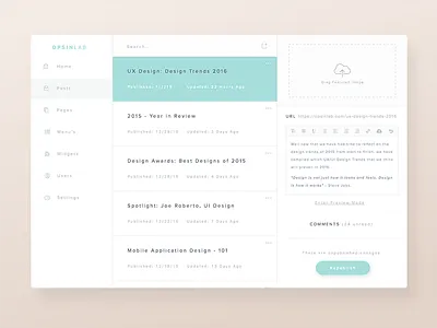 CMS Design - Admin View cms content dashboard design management psd rebound resource sketch ui ux web design