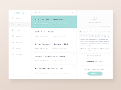 CMS Design - Admin View cms content dashboard design management psd rebound resource sketch ui ux web design