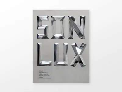 SON LUX for Decibel Festival 3d 3d poster 3d type cut paper decibel festival design metallic mirror music poster son lux typography