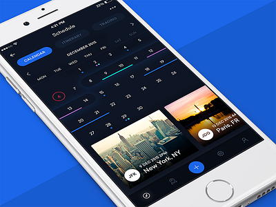 Flight Calendar Dark UI app calendar cards clean design flight interface ios ios app minimal mobile ui