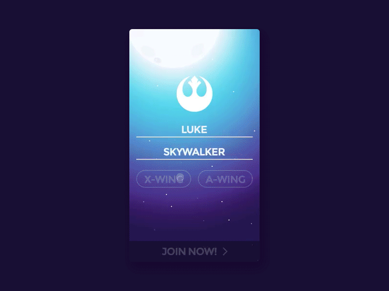 Daily UI #001 - Join the Rebels form icon illustration log in luke sing up skywalker starwars vector x wing