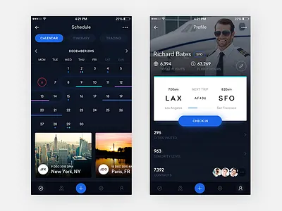 Flight Crew App app card clean design flight interface ios ios app minimal mobile profile ui