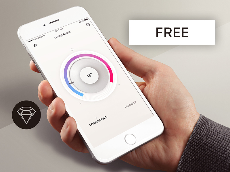 Example of Thermostat App - Day66 UI/UX Free Sketch App Challenge