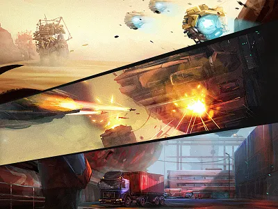 Moments of the Future aircraft artua concept art desert drone fire future game illustration war