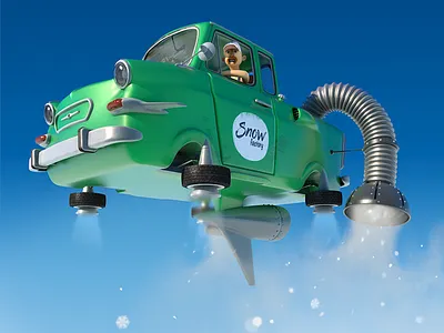 Snow factory 3d backtothefuture car cardesign christmas cinema4d dirclumsy factory peternagy pickup snow winter