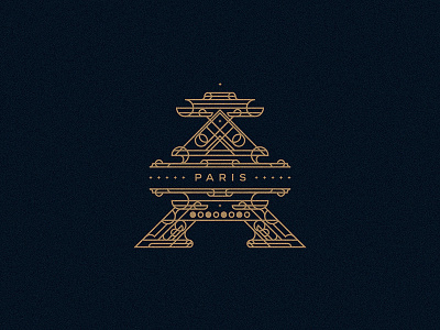 Paris black geometric gold line pattern stars texture type typography vector