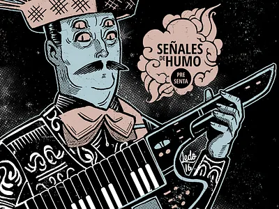 Mariachi From Mars gigposter illustration ledo penandink