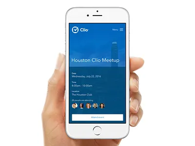 Responsive Clio Event Details Page blue detail event iphone layout mobile responsive web website