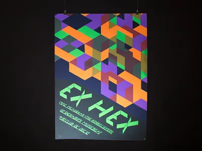 Ex Hex custom type french paper gig poster isometric merge records multiply overlay pop punk saturated silkscreen
