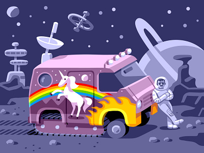 Usbek & Rica: Groovy Future illustration sci fi space vector