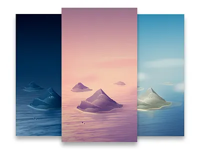 Welcome Island app illustration island reflection water