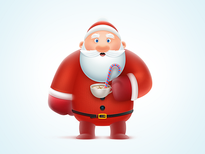 Santa 2d 3d character coffee cup icon illustration mascot santa sketch