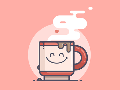 Coffee Love caffeine coffee coffee cup drip happy heart illustration line art love steam