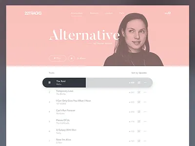 22tracks Redesign 22tracks clean design interface minimal music player redesign ui ux web website