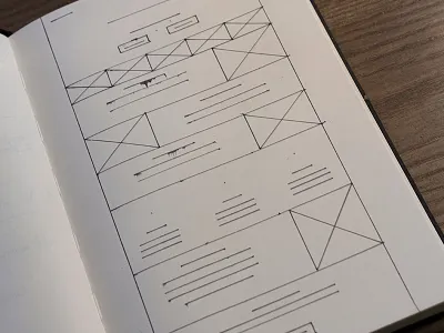 Wireframe Excercise design landing page mockup paper wireframe