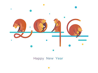 Monkeys 2016 2016 cartoon chimps fun greeting greeting card happy new year illustration monkeys playing monkeys playing with shapes stylized monkeys