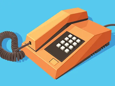 80's phone 2d 3d 80s blue device electronic geometric object orange phone retro vintage