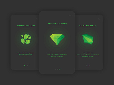 Day023 Onboarding diamond graphic design gray green job seeking leaves mobile onboarding slide stone