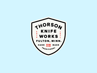 Thorson Knife Works Shield branding design icon identity lockup logo mark minnesota shield small goods