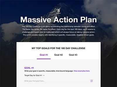 100DayChallenge.com - Top Goals Form dropdown field form input tabs