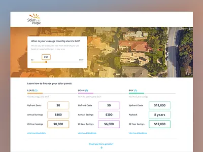Solar - Comparison Page calculator comparison component conversion feature landing page pricing saas sales website