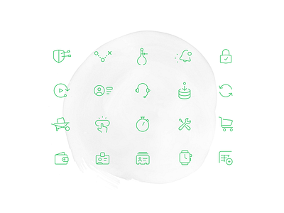 Analyticons Series B business corporate iconography icons liney tech startup watercolor