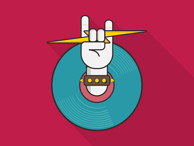 Rock Icon flat hand horns icon lightning logo logo design minimal record rock simple