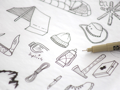 Hand-Drawn Explorer Elements adventure camping explorer hand drawn hiking line drawings outdoors vintage