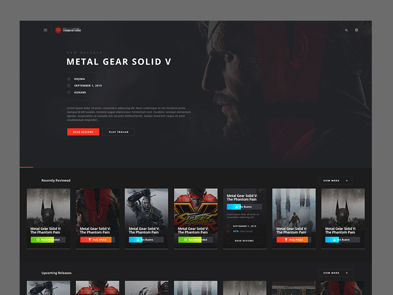Video Game Review Aggregator gaming gif homepage reviews ui ux video games web website