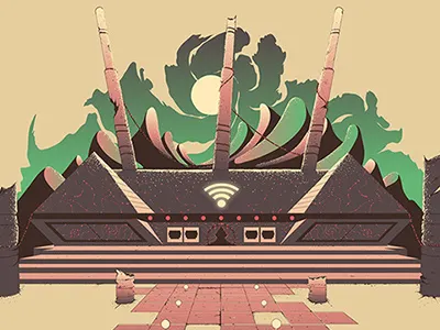 WiFi Temple - Luxoft desert internet landscape mountains planet router sky sun surreal wifi world