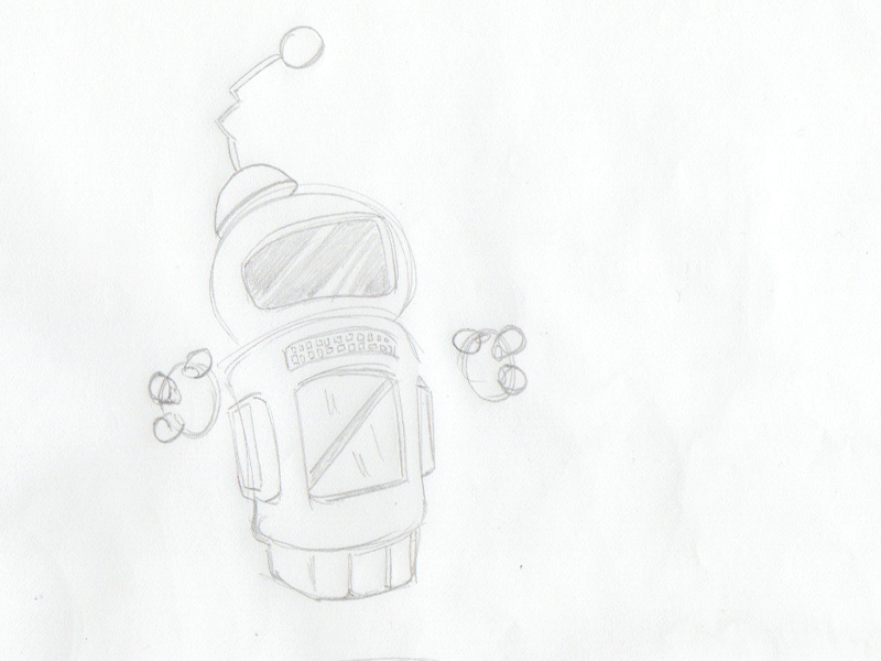 Robot fun future hand drawn illustration kid metal robot toy vector