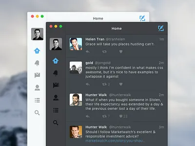 Twitter Mac App dark light mac theme twitter ui
