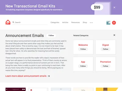 Category Landing Page category email gallery grid responsive roboto sans