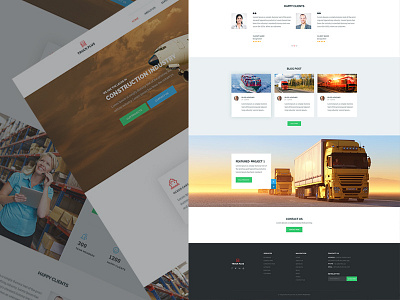 Trucking Home page corporate footer form freelancer minimal modern testimonial transportation trucking typo ui web
