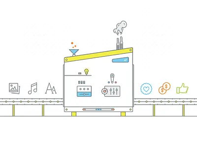 ROI Machine conveyor icon icons illustration machine outline smoke