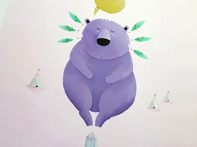 Spirit animals acrylic bear illustration otter owl painting