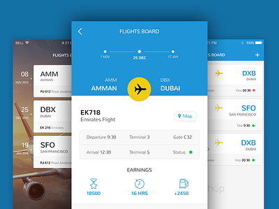 Flight Board ios app flight app mobile app mobile ui
