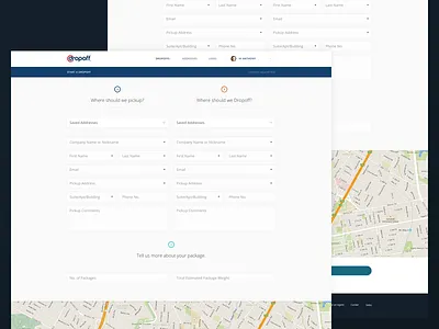 Dropoff Web App dashboard forms funsize map web app white