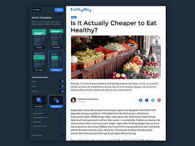 Template Editor WIP admin article clean cms editorial flat settings template templates ui ux website