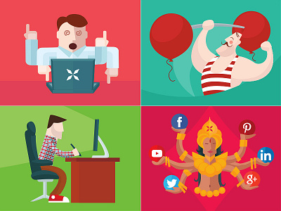 Net Studio illustrations character confused designer desk goddess hindu illustration kali laptop lifter vector weight