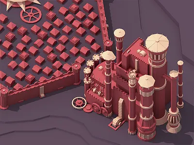 King's Landing - Game of Thrones 3d c4d castle cinema4d gear lowpoly red thrones