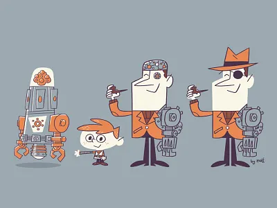 Character Concepts cartoon character design illustration retro robot