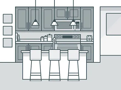 Kitchen cabinets faucet kitchen light microwave oven sink stove toaster