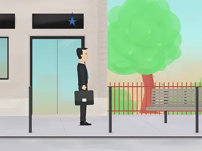 CDN bank business design flat illustration man park street