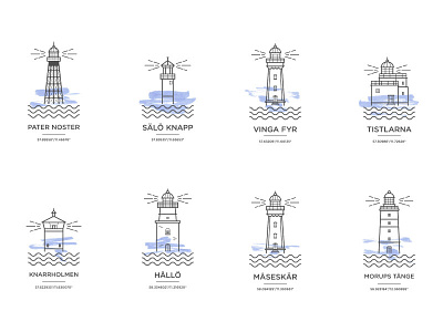 West Coast Lighthouses brush brushes house illustration illustrator light lighthouse ocean sea vector vectorart waves