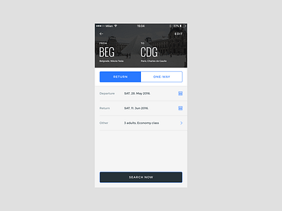068 - Flight Search airplane app application browse design flight interface ios mobile search user