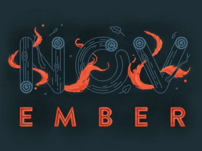 November calendar fire icon lettering november texture typography winter