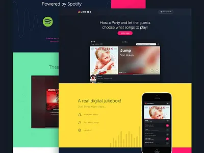 Jukebox colorful jukebox landing magenta marketing metro music web
