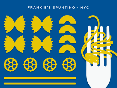 2016 FoodPorn Calendar: May bowtie calendar comfort food flat fork illustration italian nyc pasta print design restaurant