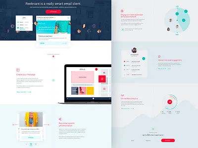 Reelevant Homepage clean design flat homepage landing page minimal ux web website